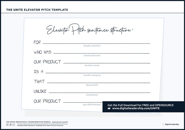 The UNITE Elevator Pitch Template